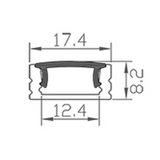 A1707 - Shallow Surface Mount Aluminum LED Profile - 17 x 8mm