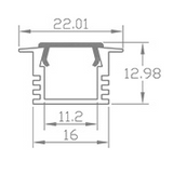 A2212 - Flush Mount LED Channel for Rounded Endcaps- 22 x 12mm